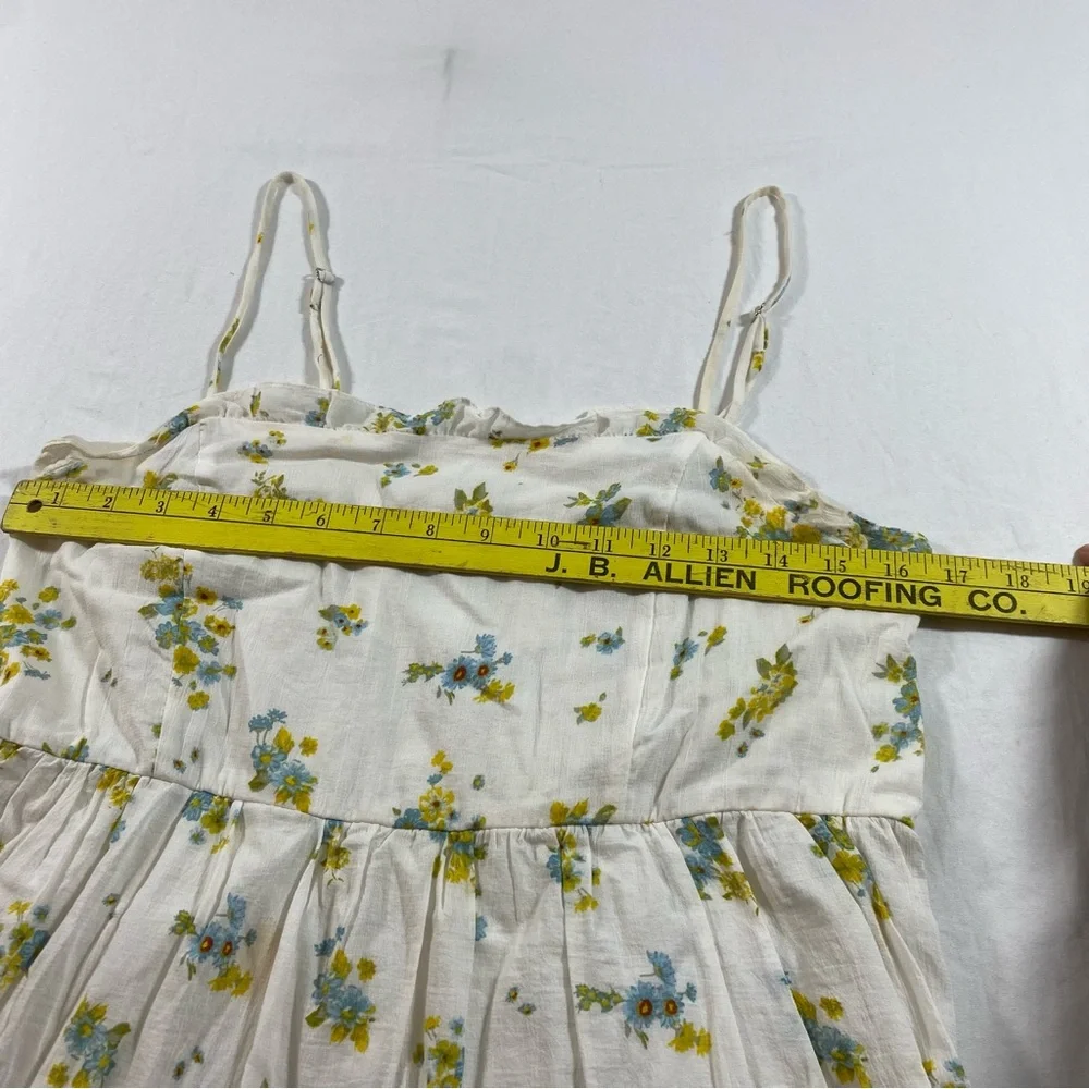 Wild Fable Dress Floral Mini A line full pleated White Yellow Dress Women’s LG - Picture 9 of 10